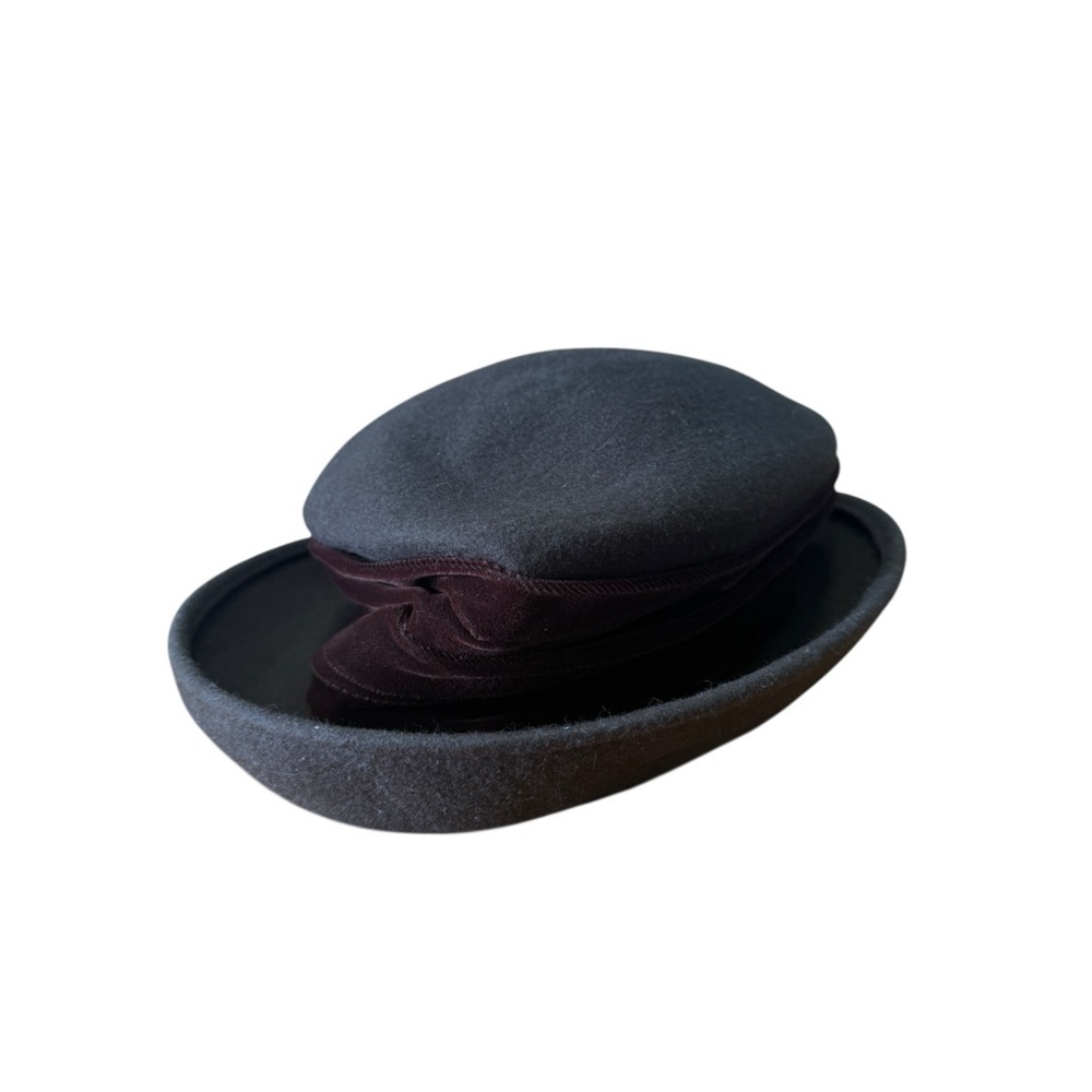 Galliano Sorbatti 100% Wool Hat Women's One Size Faux Fur Italy Brown - Picture 4 of 9